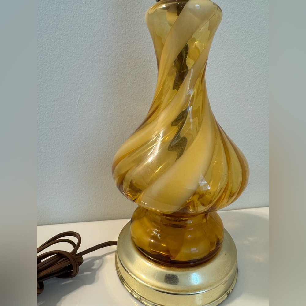 Mid Centry Modern Amber and White Swirl Murano 1960s’s Lamp Glass Empoli - Picture 2 of 11